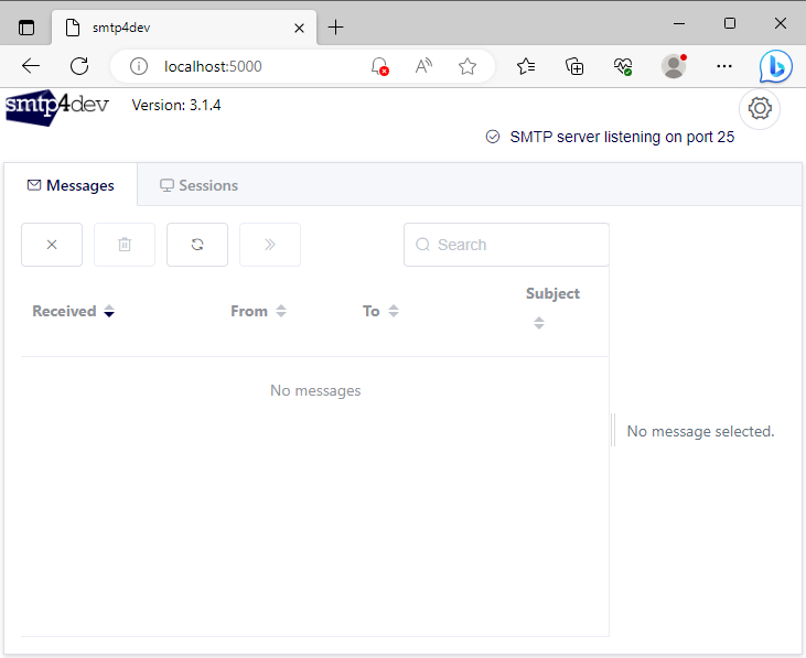 Smtp4Dev UI